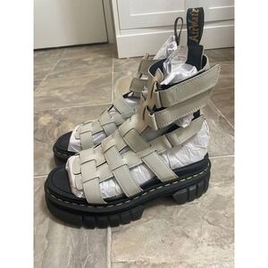Dr Martens Ricki Gladiator Platform Sandals Womens 9 Cobblestone Grey Nappa Lux‎